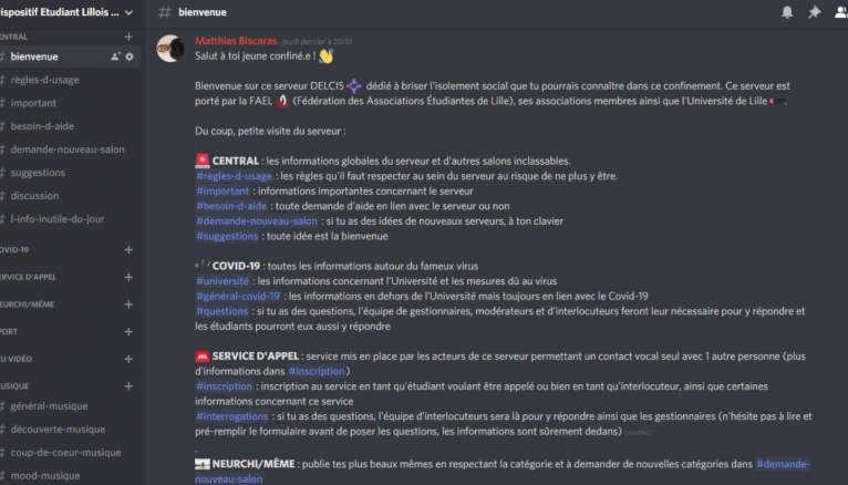 Les discussions sur le groupe Discord de la FAEL sont ouvertes à tous les étudiants.